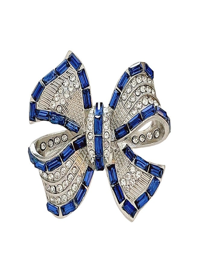 KGCGJVB Blue Brooches for Women Vintage Crystal Bow Pin Small Lapel Pins and Rhinestone Broches for Clothes, Sapphire Brooche Elegant Women's Clothing Accessory and Jewelry Piece - Image 1